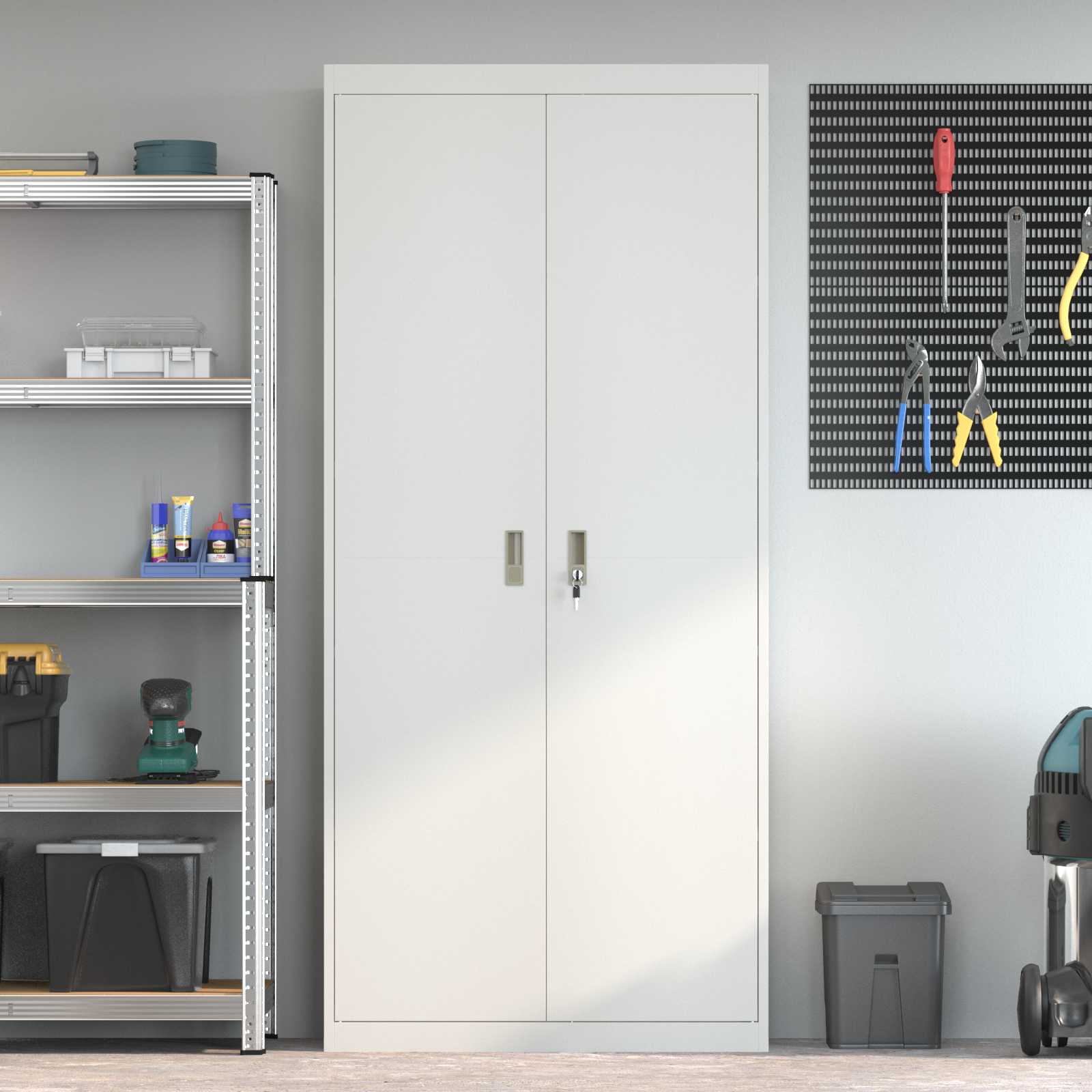 Ντουλάπι αποθήκευσης Λευκός 90 x 40 x 200 εκ Ατσάλι - Pakobazaar