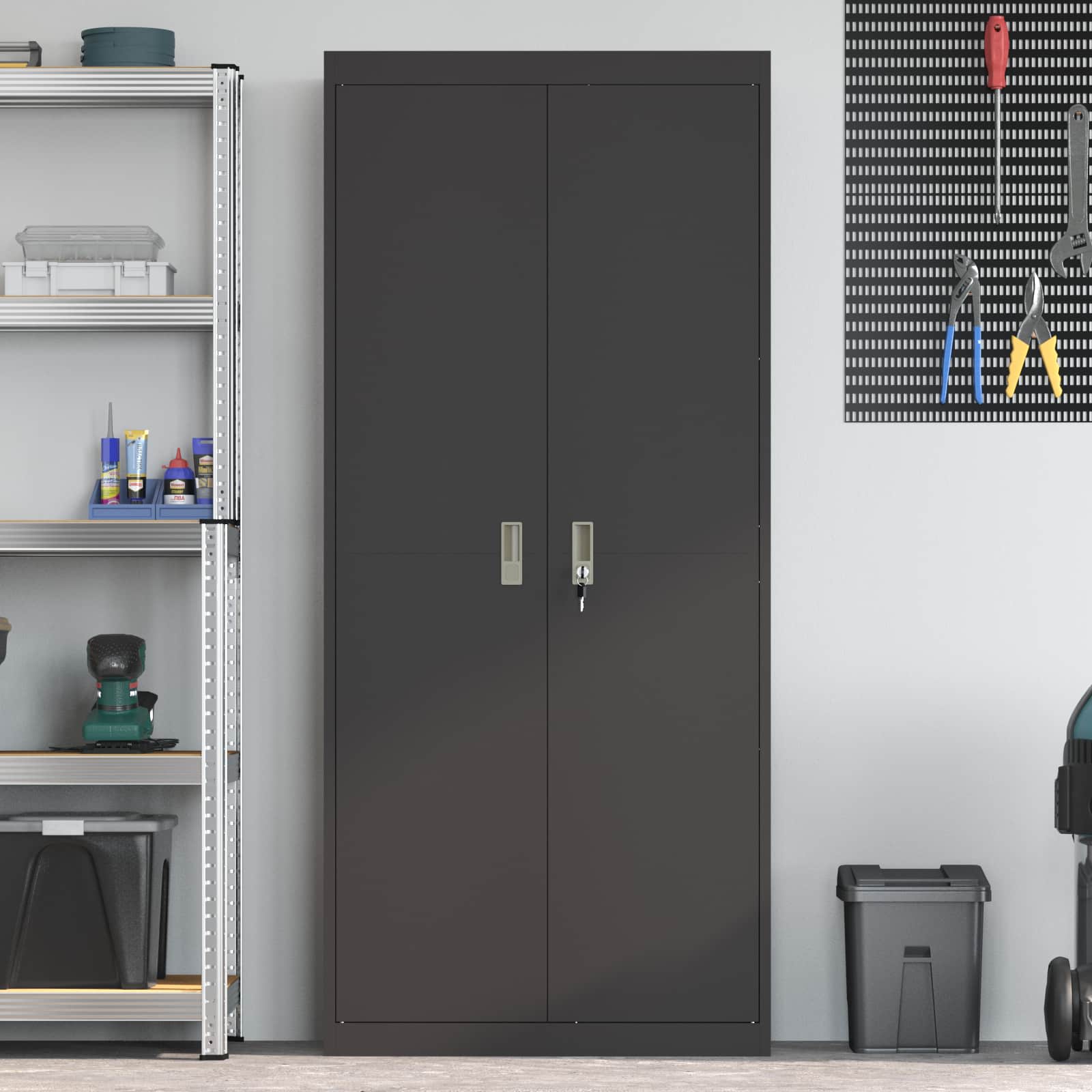 Ντουλάπι αποθήκευσης Μαύρο 80 x 40 x 180 εκ Ατσάλι