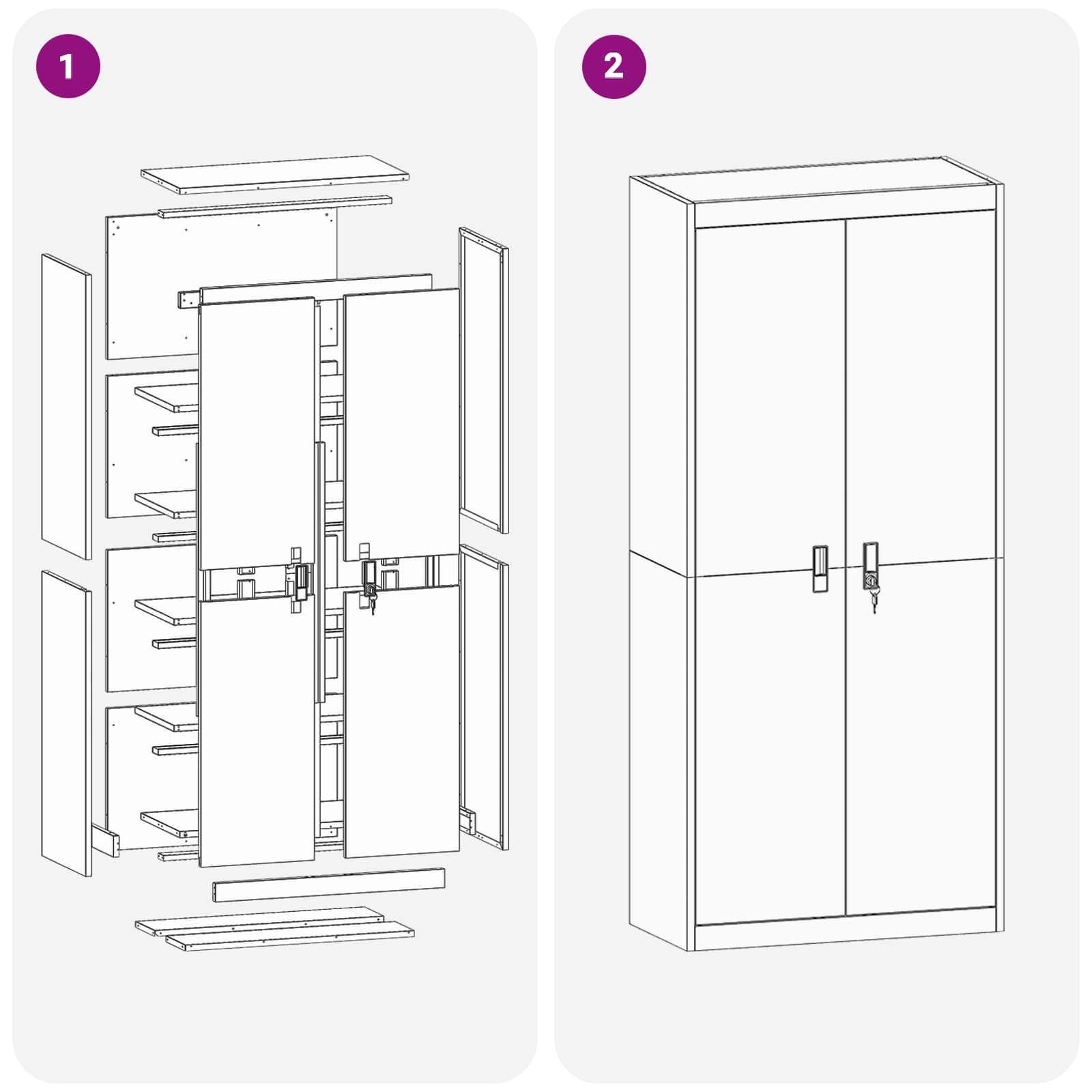 Ντουλάπι αποθήκευσης Χαμομηλί κίτρινο 80 x 40 x 180 εκ Ατσάλι