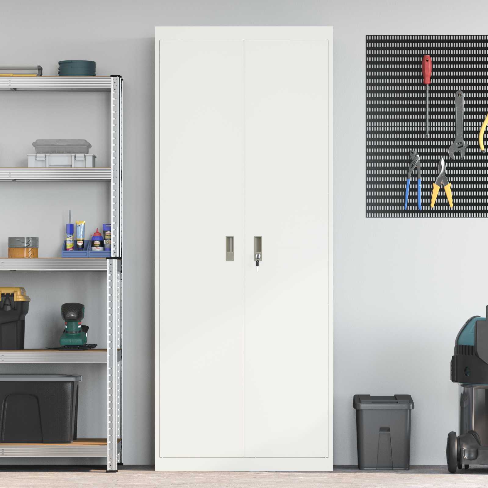 Ντουλάπι αποθήκευσης Λευκός 80 x 40 x 200 εκ Ατσάλι