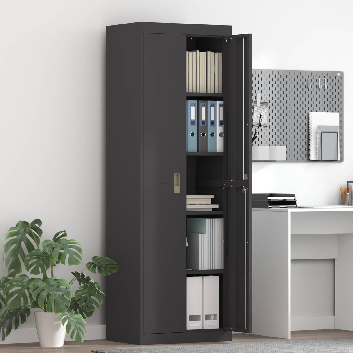 Ντουλάπι αποθήκευσης Μαύρο 60 x 40 x 180 εκ Ατσάλι - Pakobazaar
