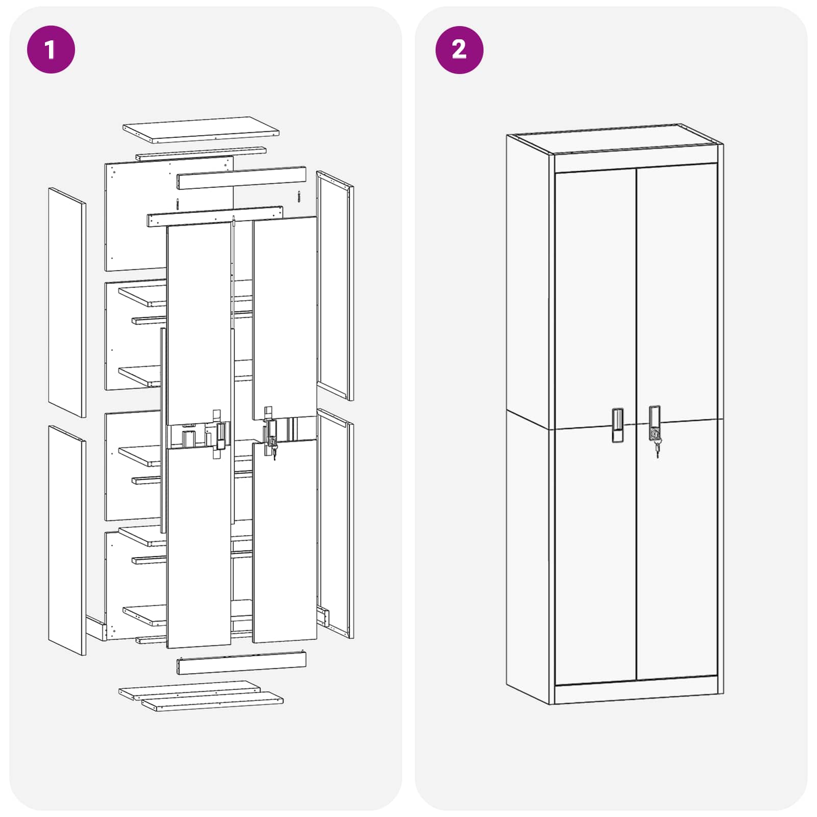 Ντουλάπι αποθήκευσης Λευκός 60 x 40 x 180 εκ Ατσάλι