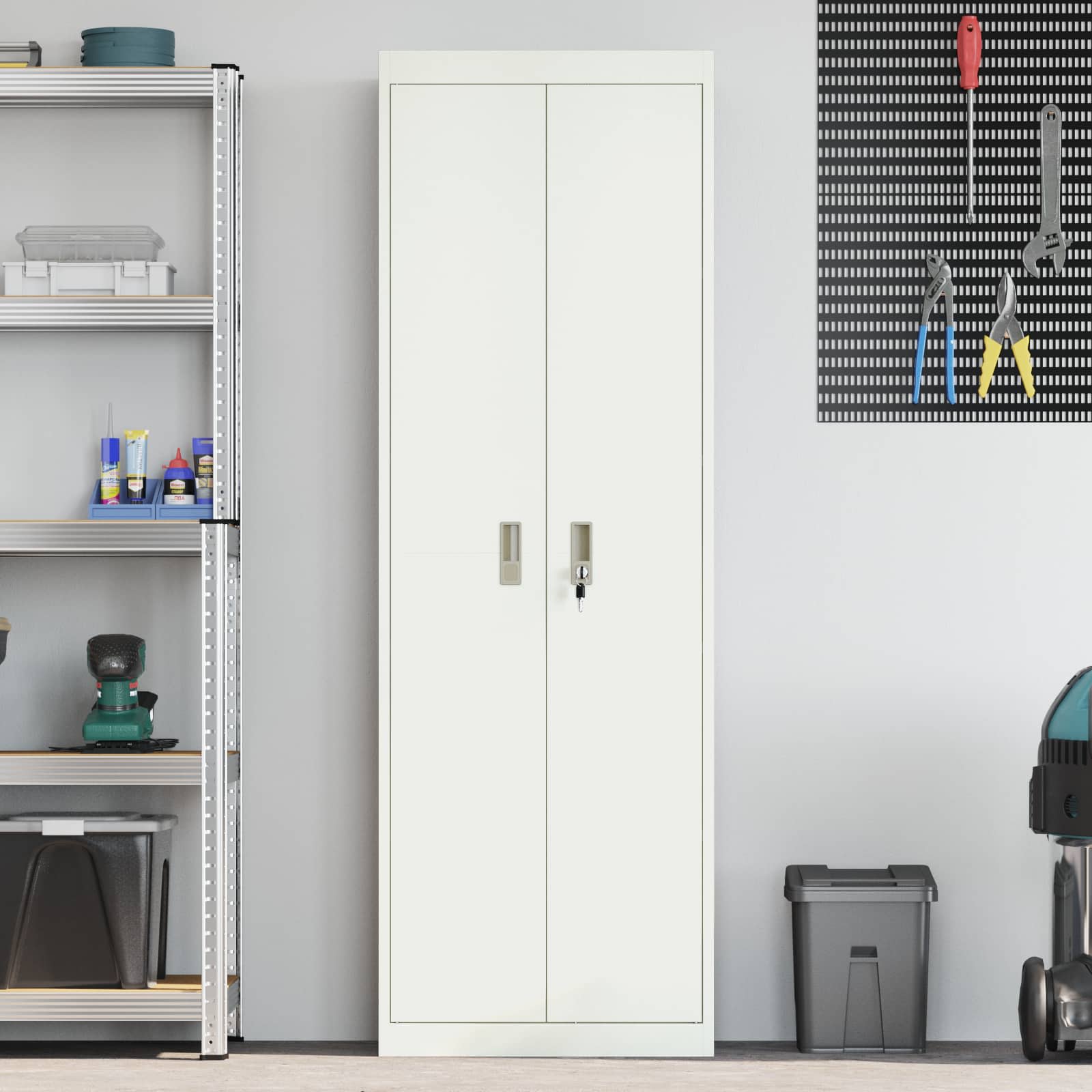 Ντουλάπι αποθήκευσης Λευκός 60 x 40 x 180 εκ Ατσάλι