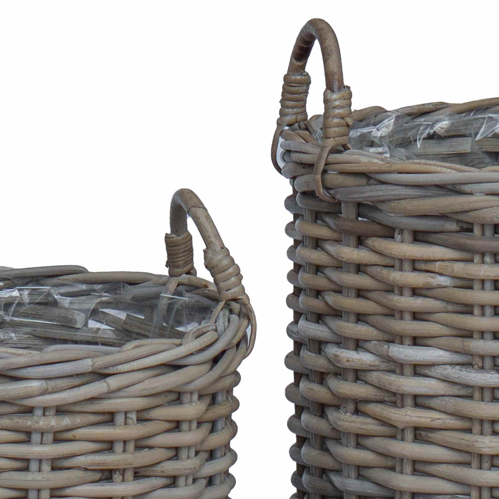 Καλάθι Φυτών με αποθήκευση 2 pcs Γκρι Λάκακ Ράττανα - Pakobazaar
