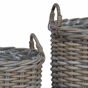 Καλάθι Φυτών με αποθήκευση 2 pcs Γκρι Λάκακ Ράττανα - Pakobazaar