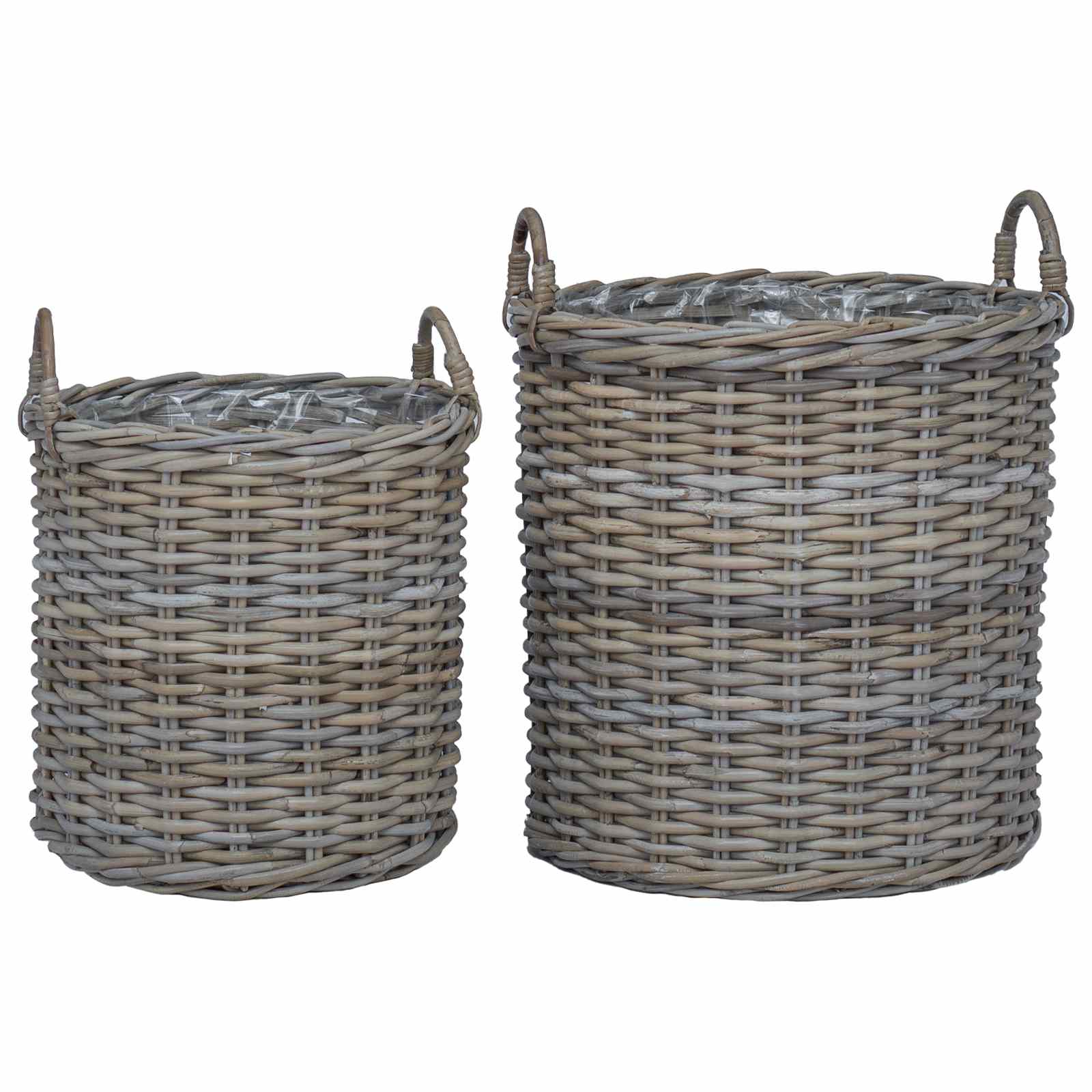 Καλάθι Φυτών με αποθήκευση 2 pcs Γκρι Λάκακ Ράττανα - Pakobazaar