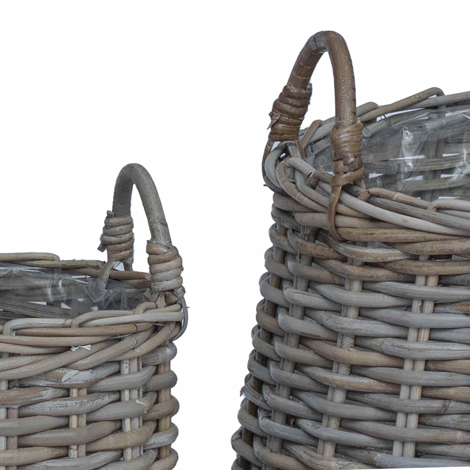 Καλάθι Φυτών με αποθήκευση 2 pcs Γκρι Ράτταν Λατσάκ
