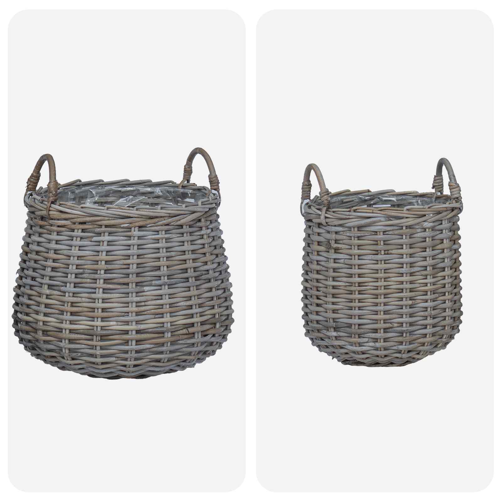 Καλάθι Φυτών με αποθήκευση 2 pcs Γκρι Ράτταν Λατσάκ
