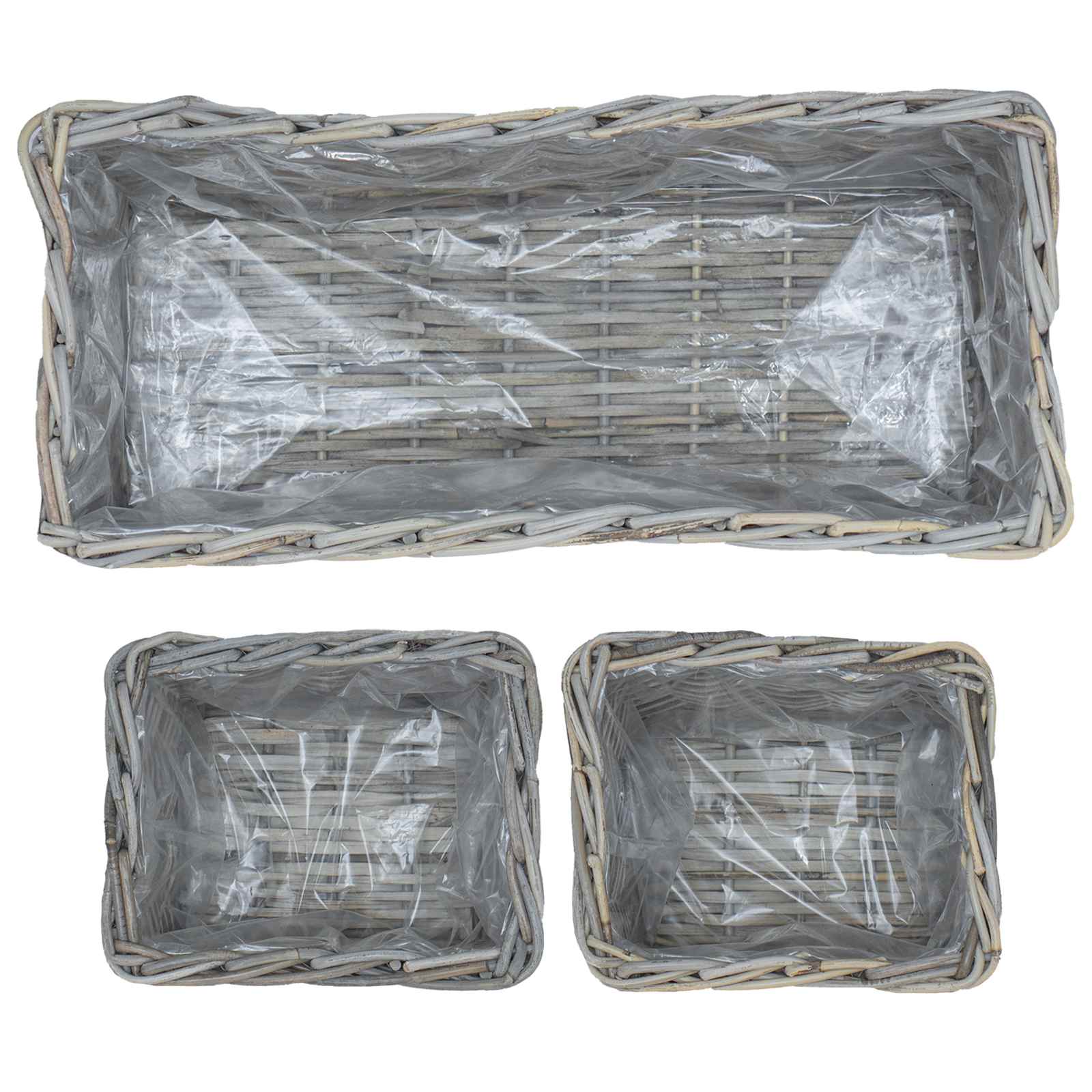 Καλάθι Γλάστρας με αποθήκευση 3 pcs Γκρι Ρατάν Κούμπου