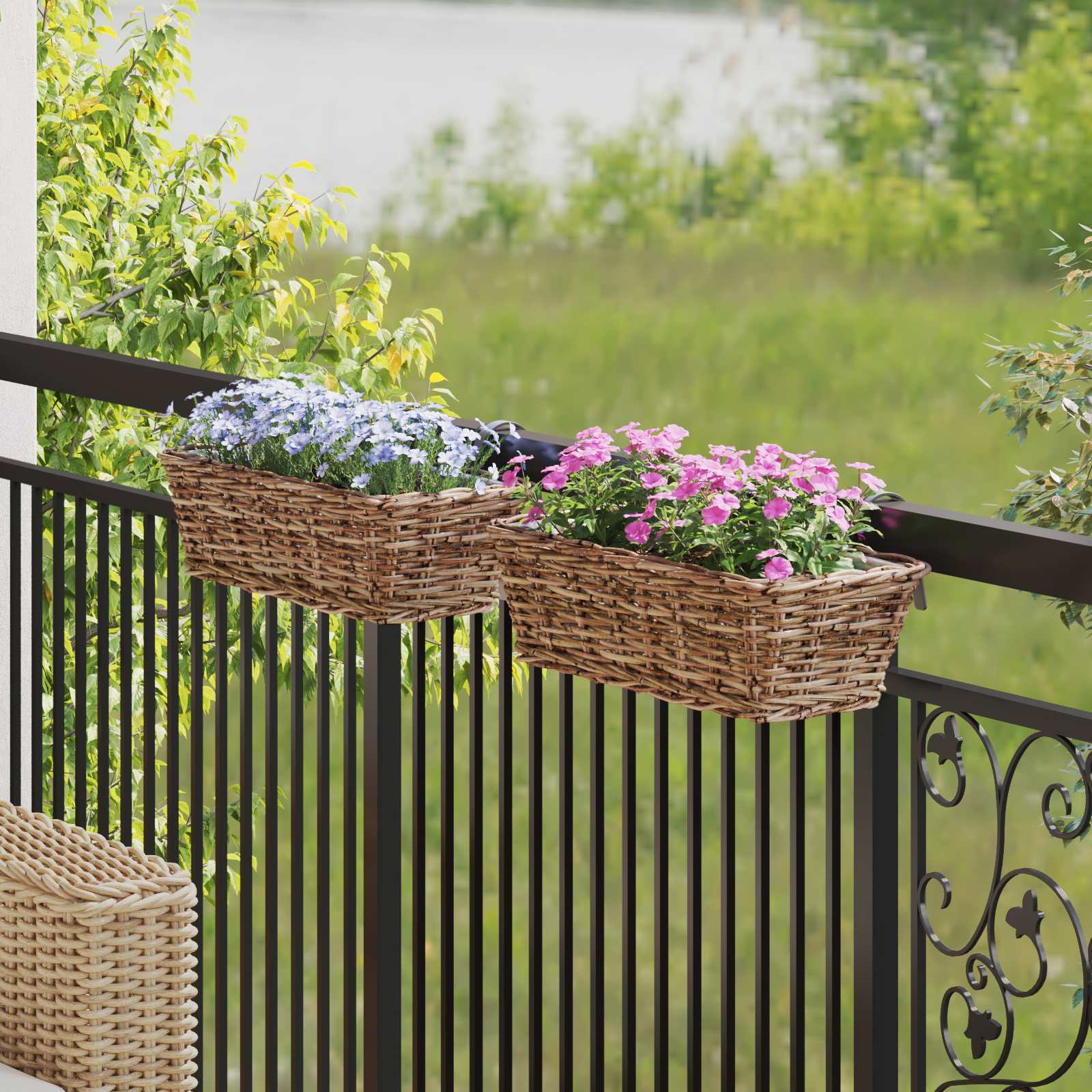 Κρεμαστό Καλάθι Γλάστρας 2 pcs Καφέ 48 x 22 x 15 εκ. - Pakobazaar