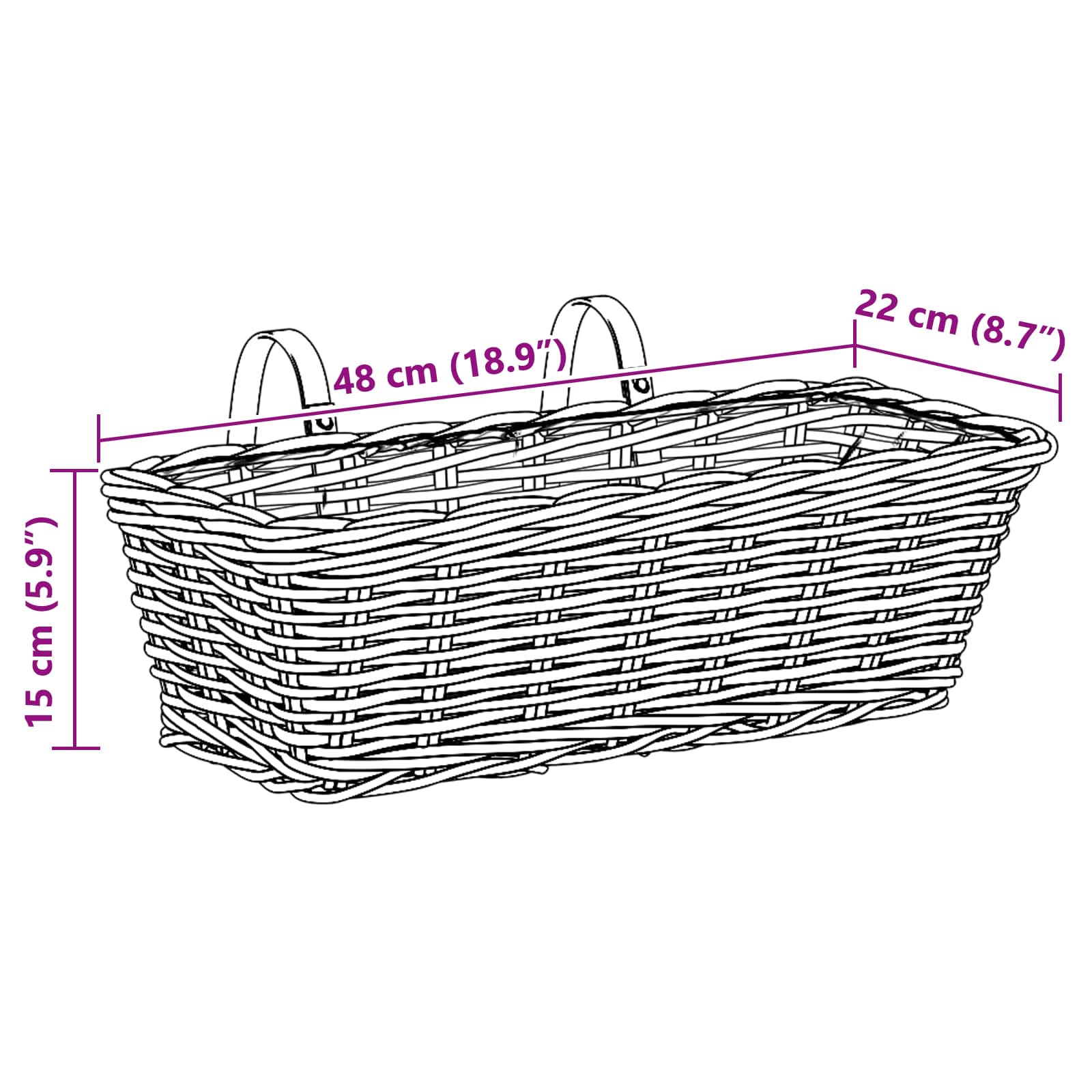 Κρεμαστό Καλάθι Γλάστρας 2 pcs Καφέ 48 x 22 x 15 εκ. - Pakobazaar