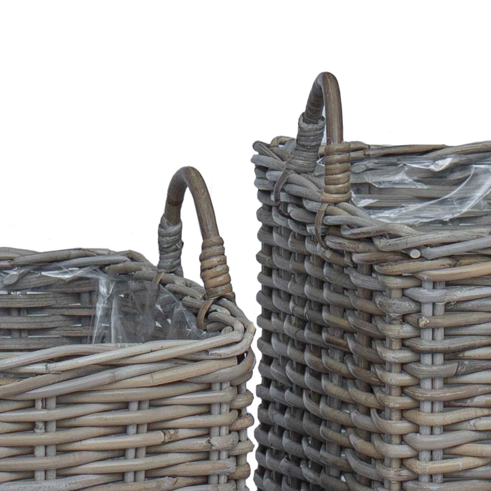 Καλάθι Για Φυτά με αποθήκευση 2 pcs Γκρι Ράτταν Λατσάκ