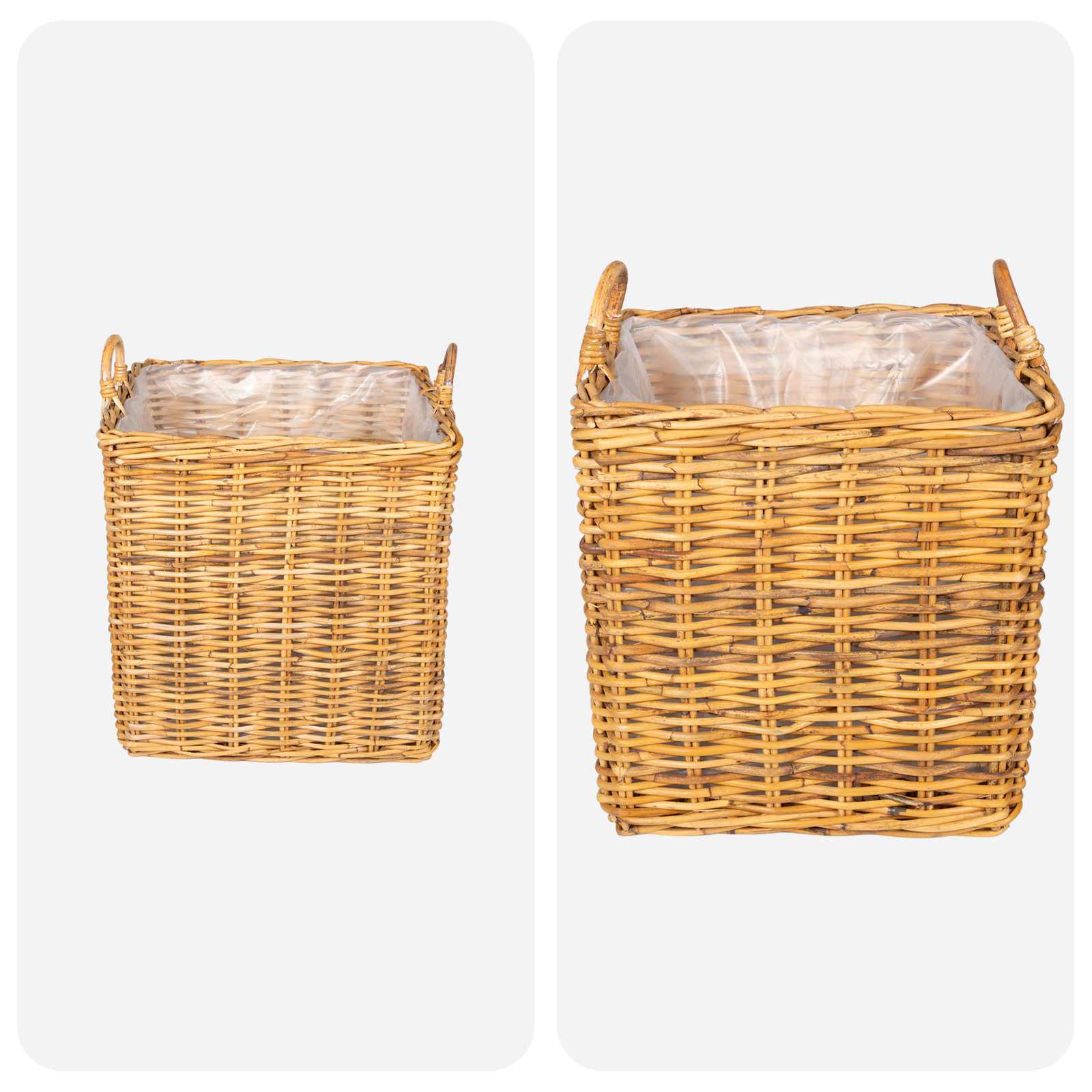 Καλάθι Για Φυτά με αποθήκευση 2 pcs Καφέ Ράτταν Λατσάκ