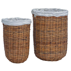 Καλάθι Πλυντηρίου 2 pcs Καφέ Ρατάν Κούμπου - Pakobazaar