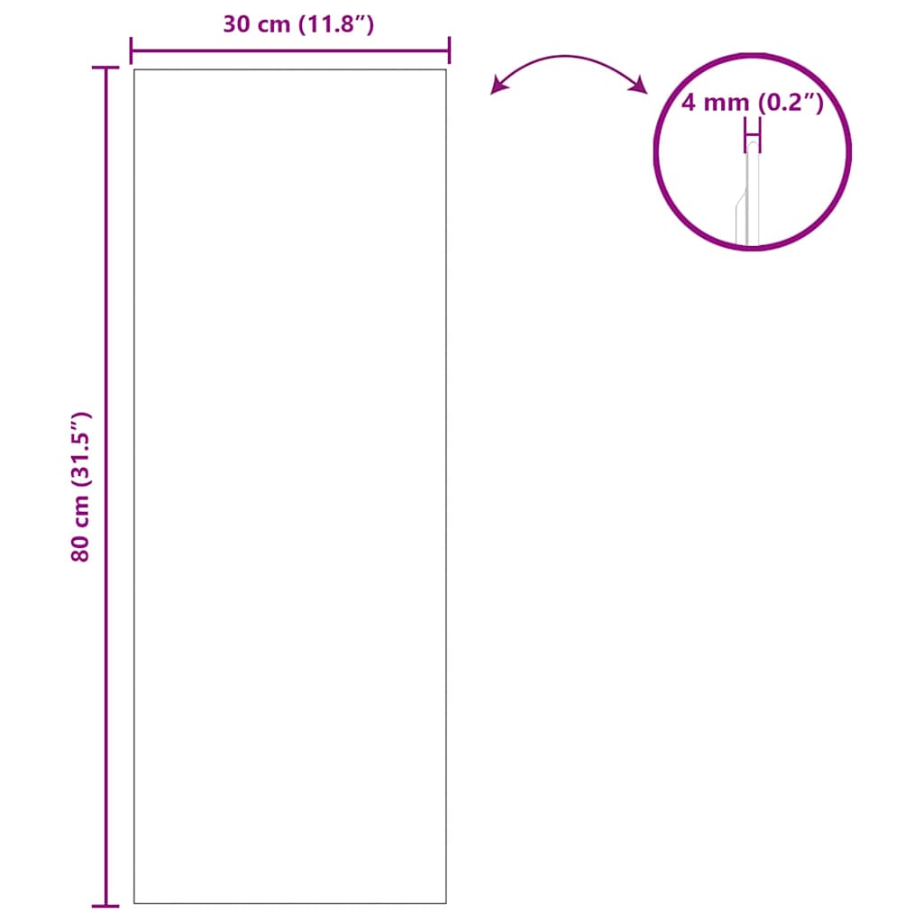 Καθρέφτης τοίχου Ορθογώνιος 30 x 80 cm σκληρυμένο γυαλί - Pakobazaar