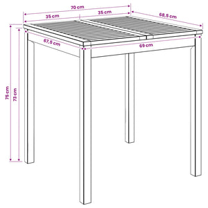 Τραπέζι δείπνου κήπου Φυσικό 70 x 68,5 x 75 εκ - Pakobazaar