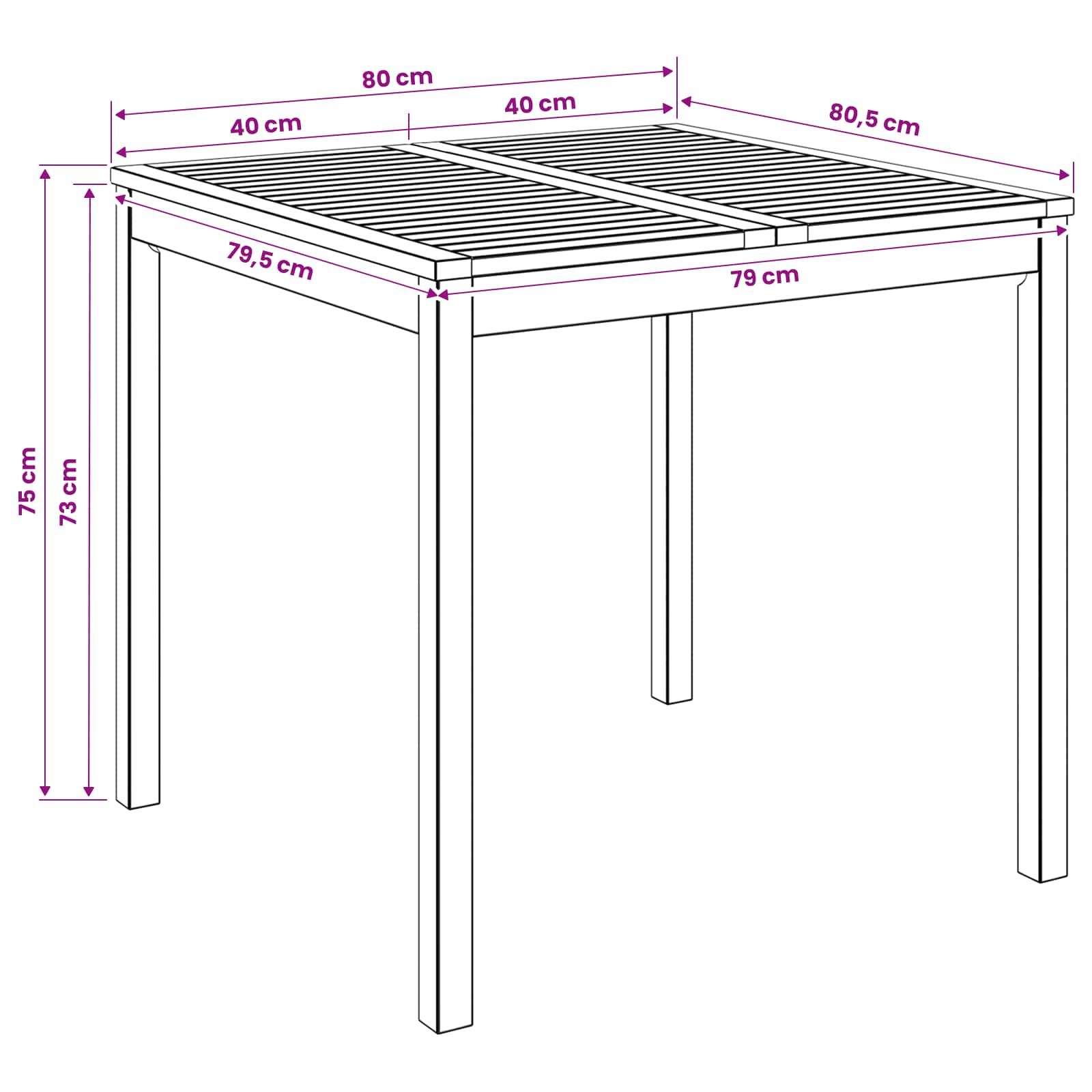 Τραπέζι δείπνου κήπου Φυσικό 80 x 80,5 x 75 εκ - Pakobazaar