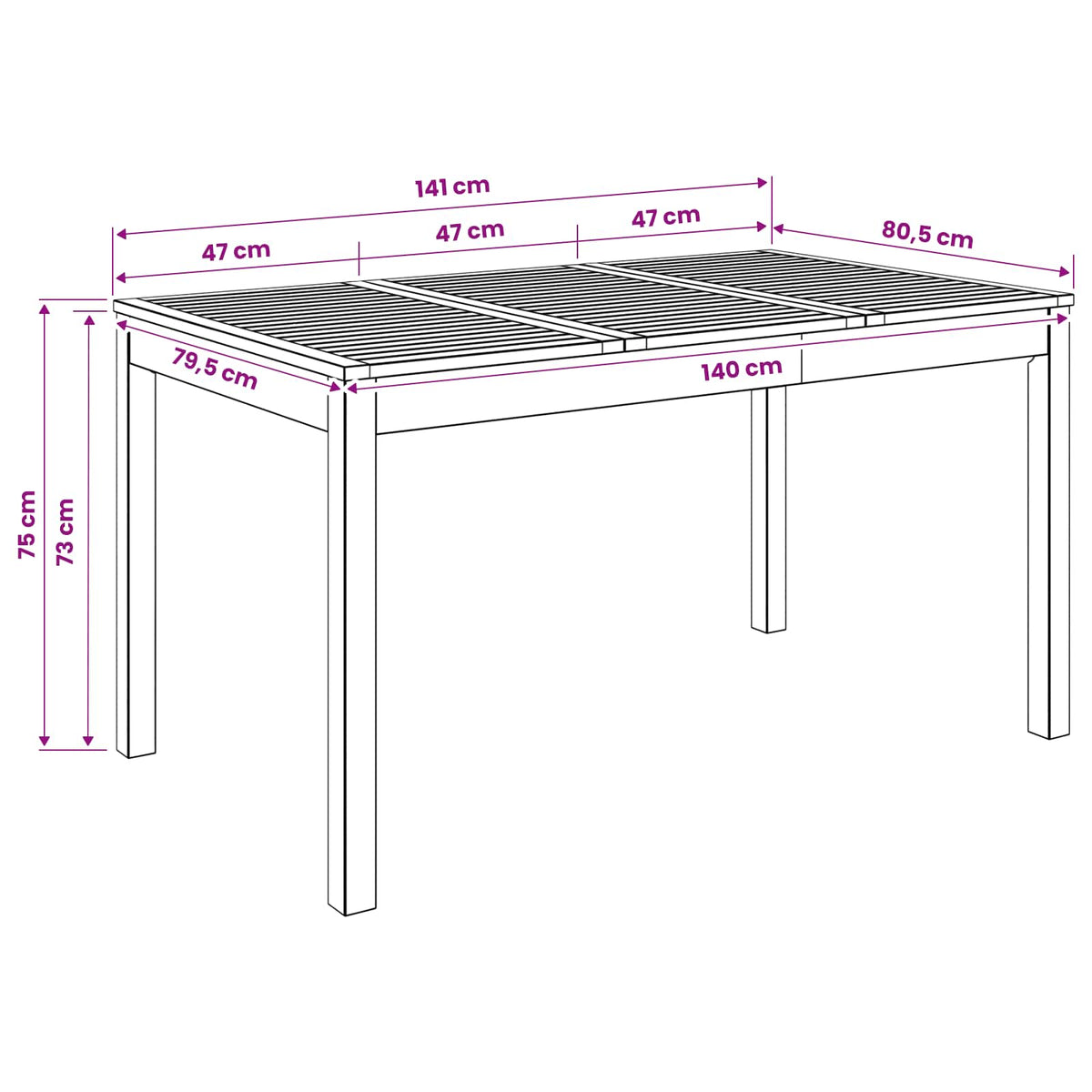 Τραπέζι δείπνου κήπου Φυσικό 141 x 80,5 x 75 εκ - Pakobazaar