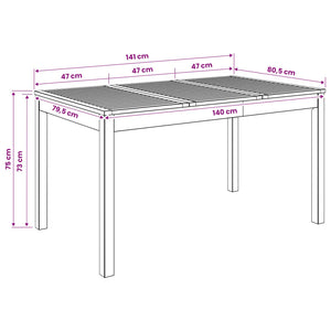 Τραπέζι δείπνου κήπου Φυσικό 141 x 80,5 x 75 εκ - Pakobazaar
