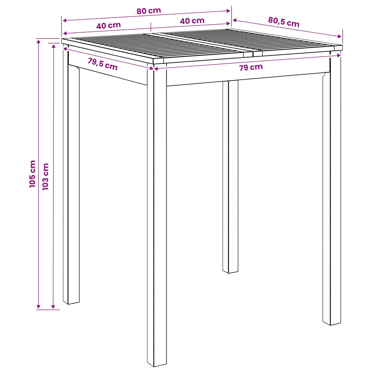 Τραπέζι μπαρ κήπου Φυσικό 80 x 80,5 x 105 εκ - Pakobazaar
