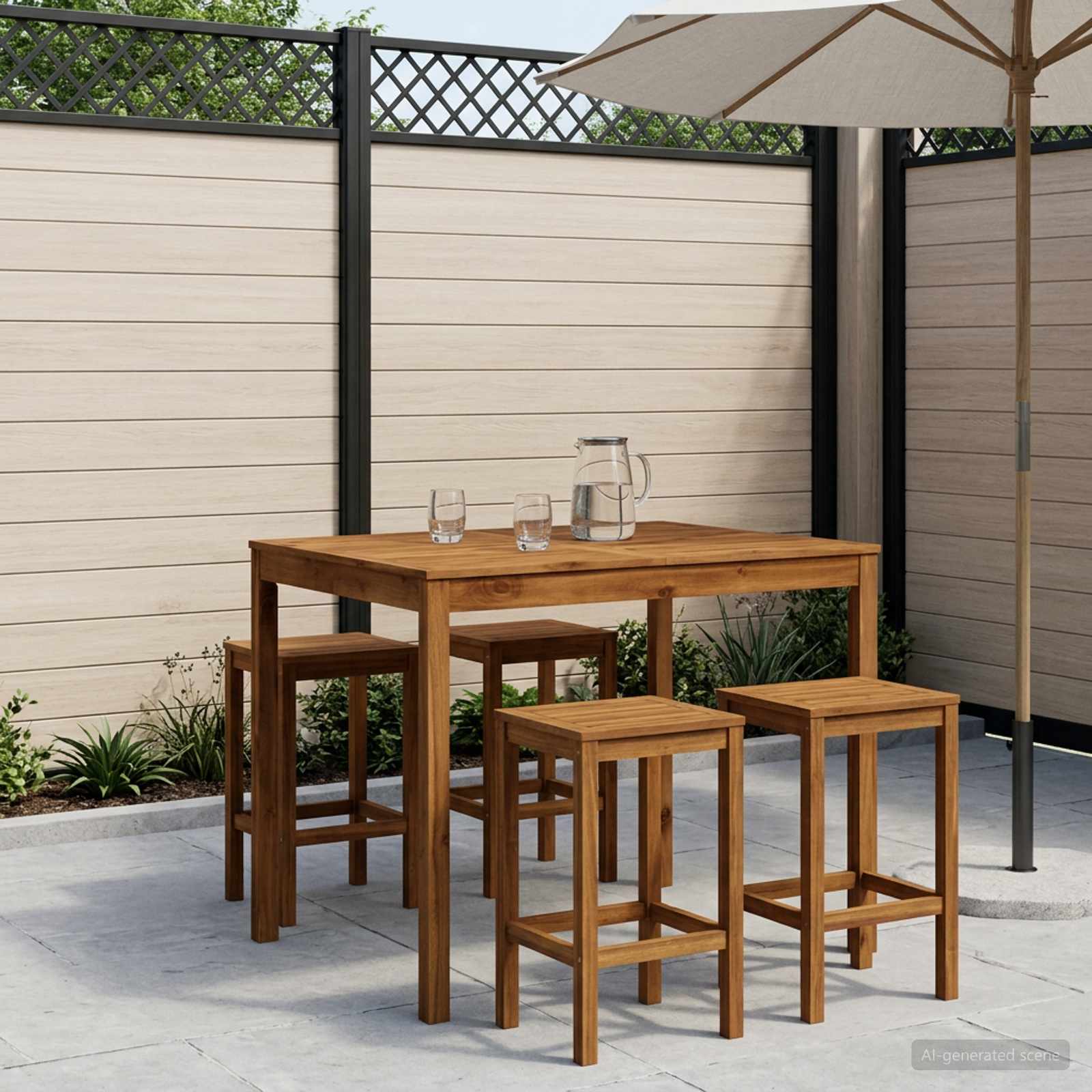 Τραπέζι μπαρ κήπου Φυσικό 110 x 108,5 x 105 εκ - Pakobazaar