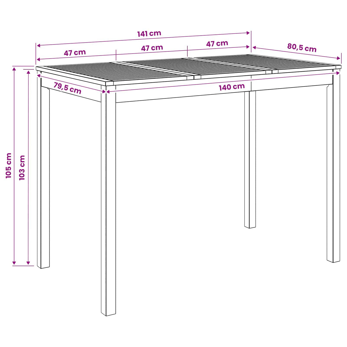 Τραπέζι μπαρ κήπου Φυσικό 141 x 80,5 x 105 εκ - Pakobazaar