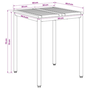 Τραπέζι δείπνου κήπου Φυσικό και Καφέ 60 x 60,5 x 75 εκ - Pakobazaar