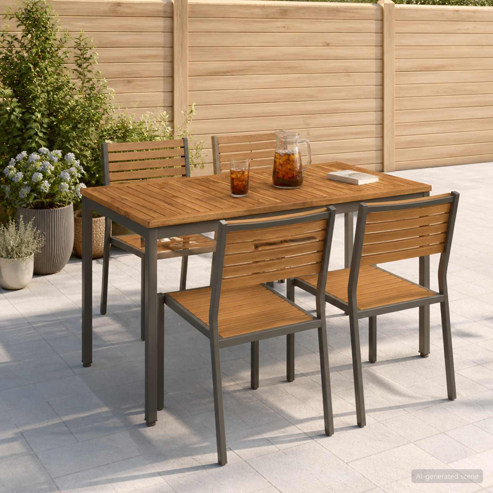 Τραπέζι δείπνου κήπου Φυσικό και Καφέ 108,5 x 55 x 75 εκ