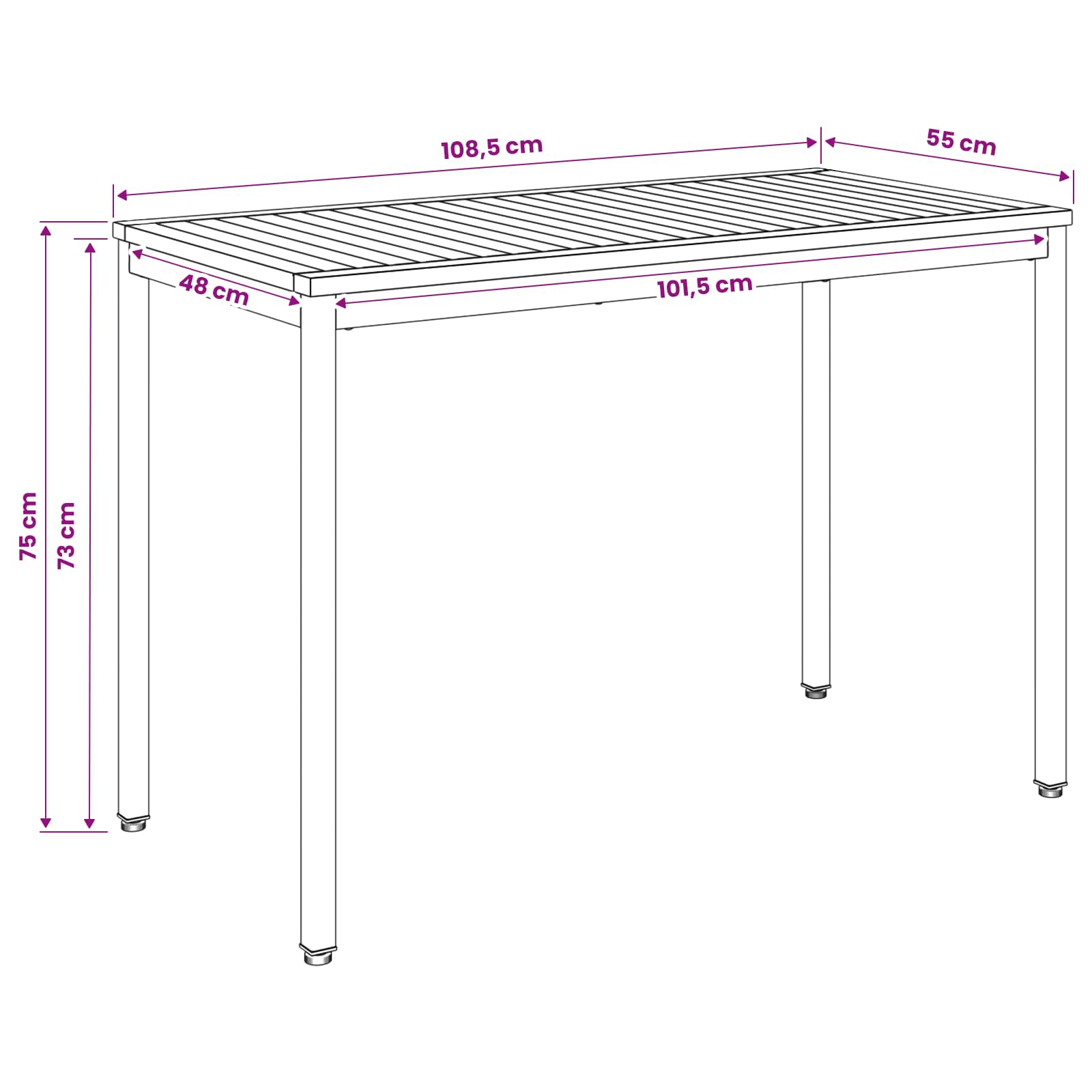 Τραπέζι δείπνου κήπου Φυσικό και Καφέ 108,5 x 55 x 75 εκ