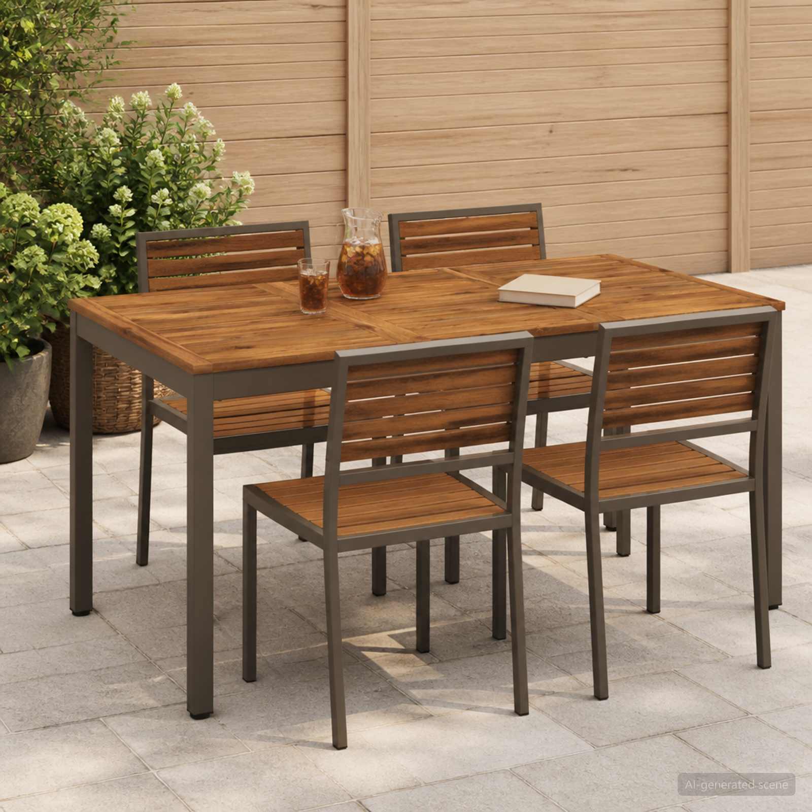 Τραπέζι δείπνου κήπου Φυσικό και Καφέ 141 x 80,5 x 75 εκ