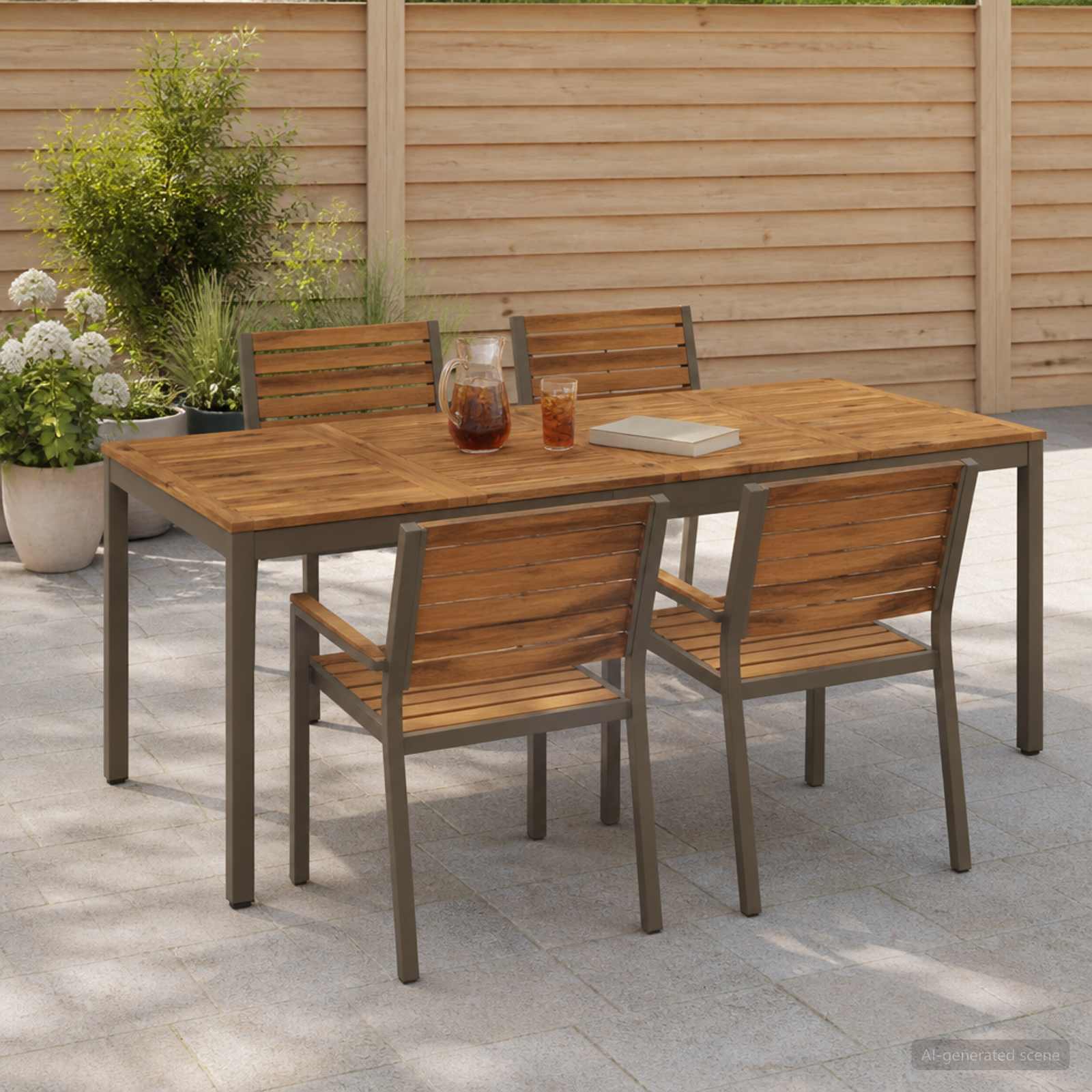 Τραπέζι δείπνου κήπου Φυσικό και Καφέ 147 x 88,5 x 75 εκ