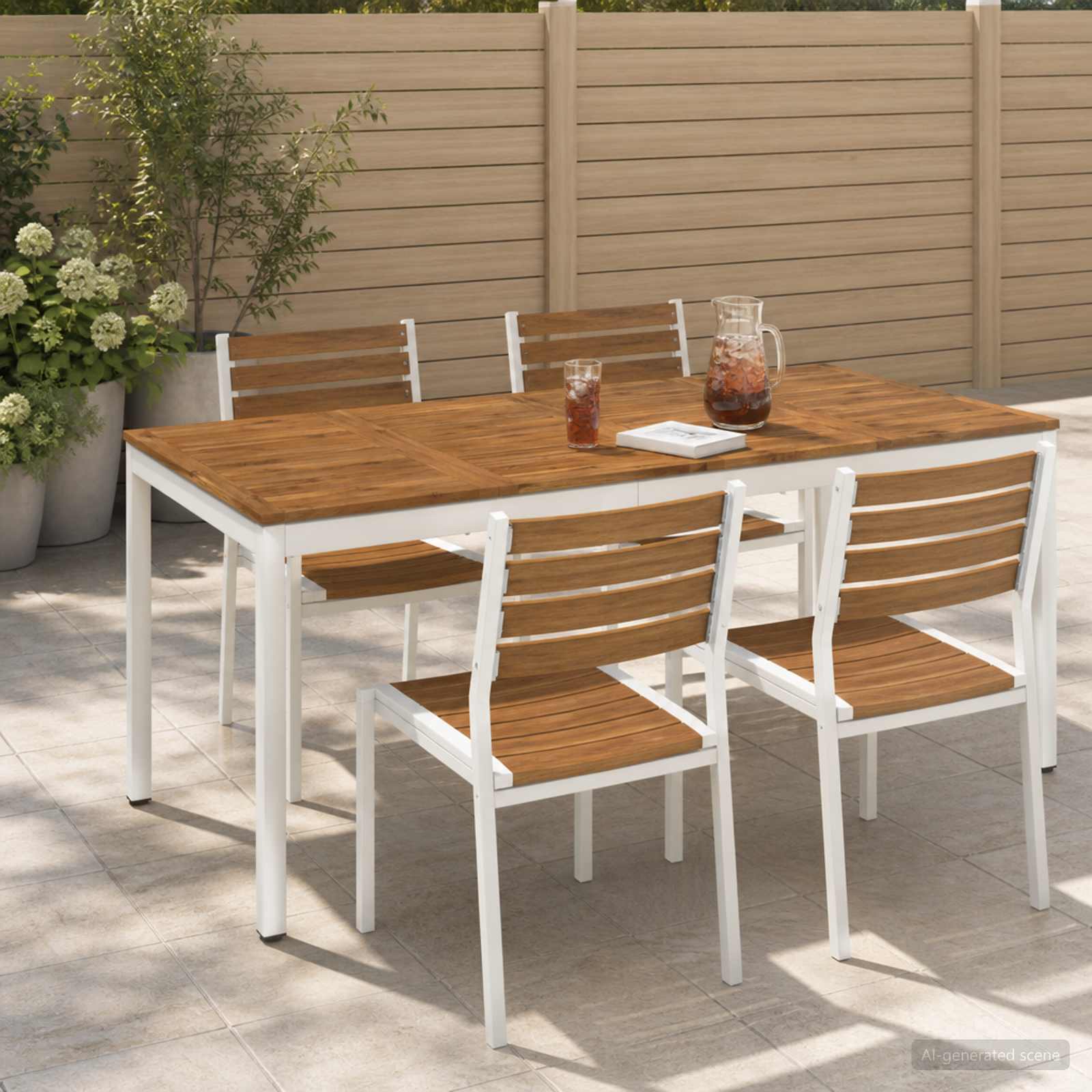 Τραπέζι δείπνου κήπου Φυσικό και Λευκό 180 x 88,5 x 75 εκ