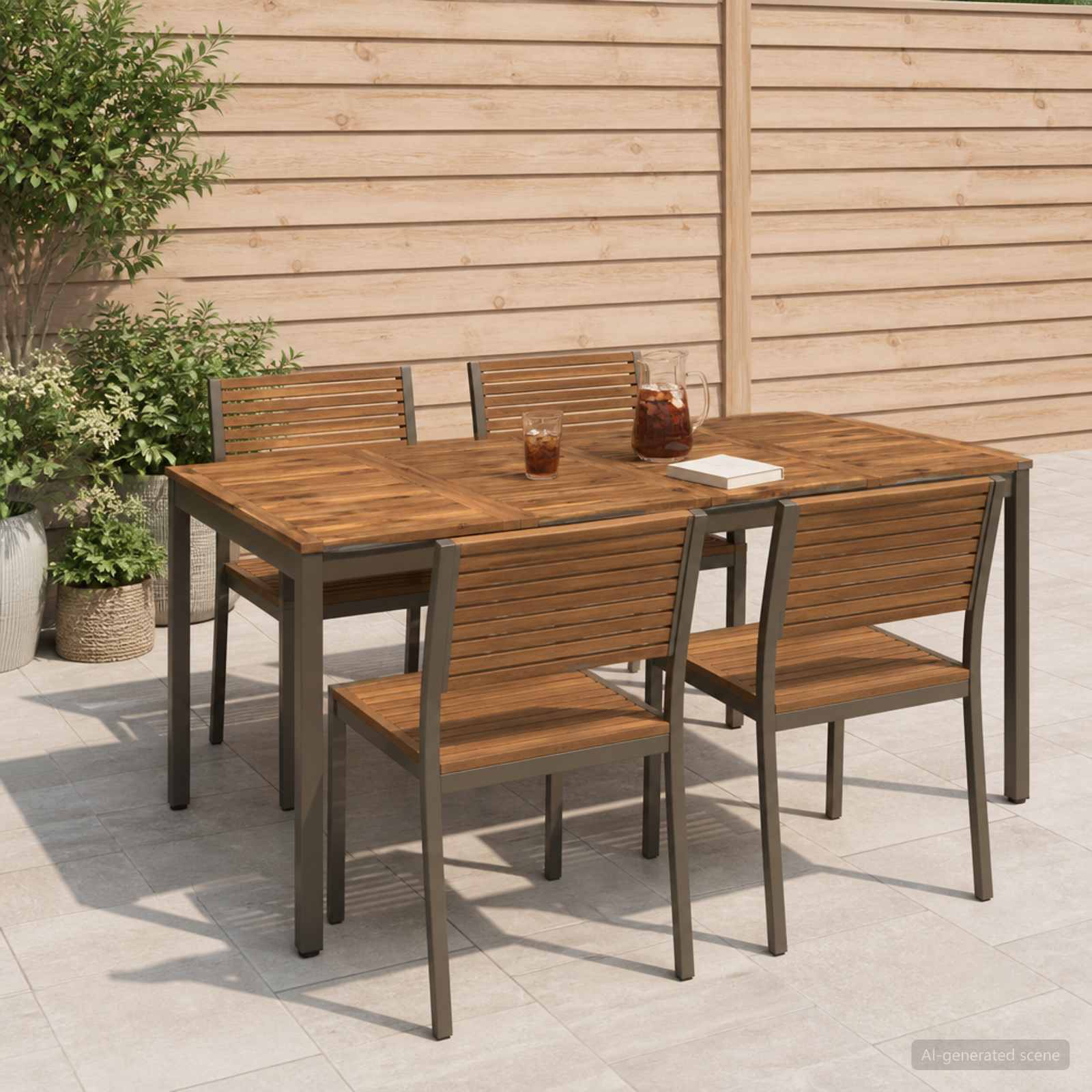 Τραπέζι δείπνου κήπου Φυσικό και Καφέ 180 x 88,5 x 75 εκ
