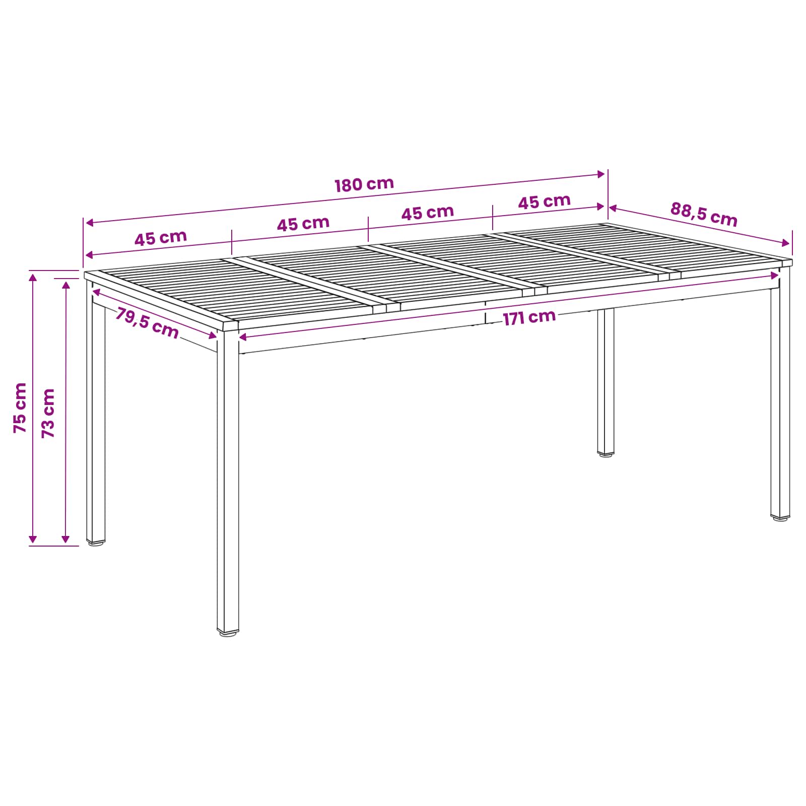 Τραπέζι δείπνου κήπου Φυσικό και Καφέ 180 x 88,5 x 75 εκ