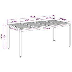 Τραπέζι δείπνου κήπου Φυσικό και Καφέ 180 x 88,5 x 75 εκ