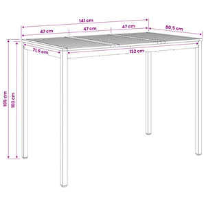 Τραπέζι μπαρ κήπου Φυσικό και Λευκό 141 x 80,5 x 105 εκ - Pakobazaar