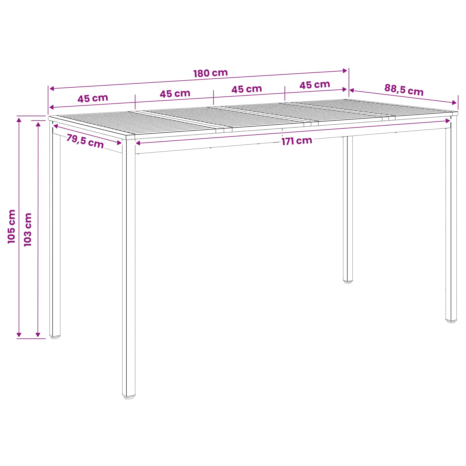 Τραπέζι μπαρ κήπου Φυσικό και Μαύρο 180 x 88,5 x 105 εκ