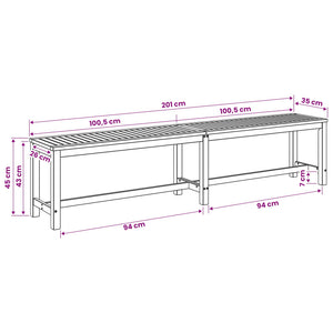 Παγκάκι κήπου LAREN 201 x 35 x 45 εκ. Στερεό Ξύλο Ακακίας - Pakobazaar