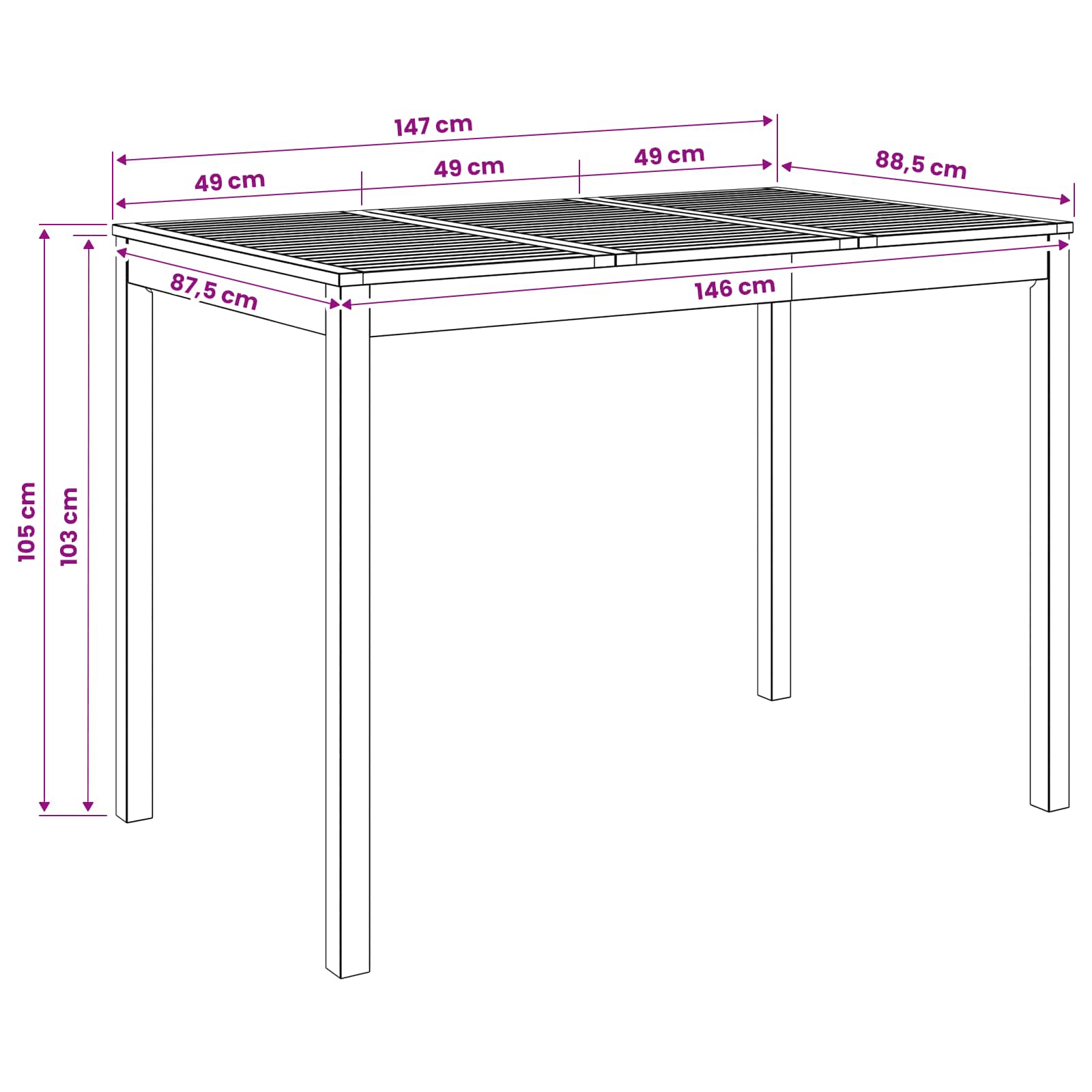 Τραπέζι μπαρ κήπου Λευκό 147 x 88,5 x 105 εκ - Pakobazaar