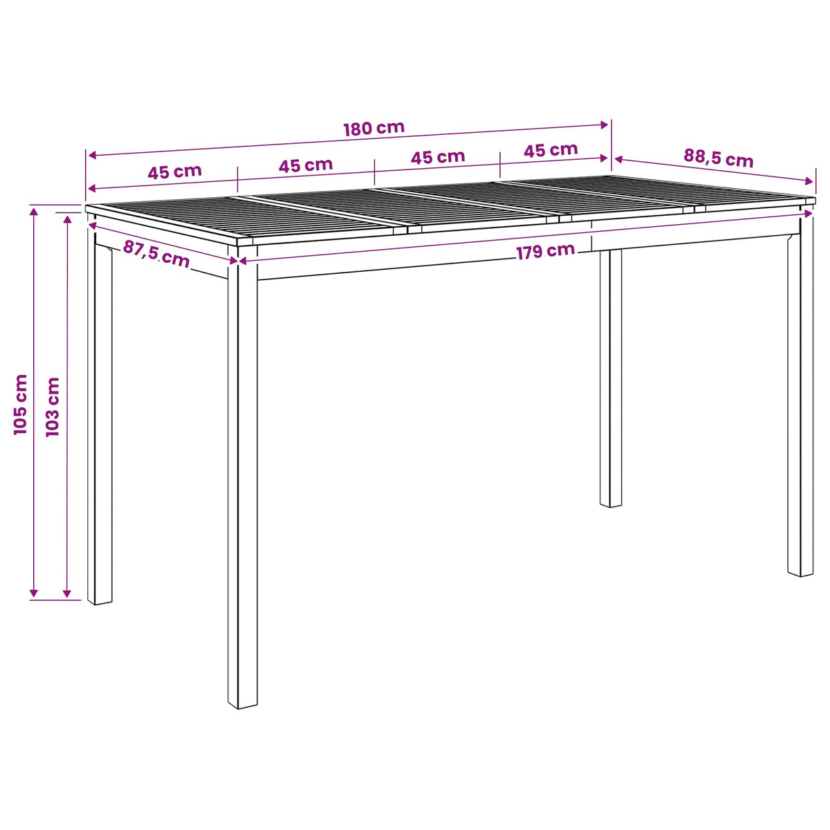 Τραπέζι μπαρ κήπου Λευκό 180 x 88,5 x 105 εκ - Pakobazaar