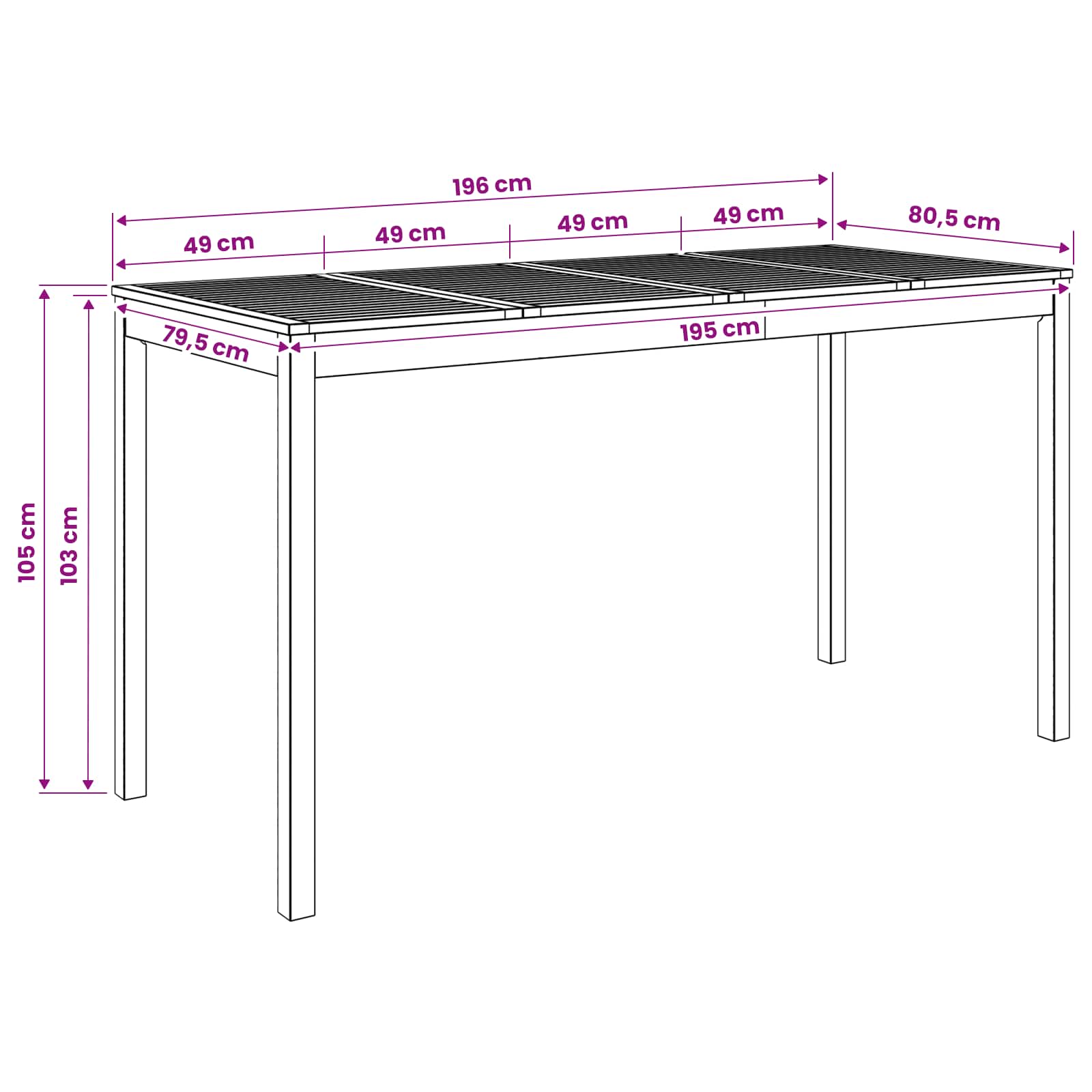 Τραπέζι μπαρ κήπου Λευκό 196 x 80,5 x 105 εκ - Pakobazaar