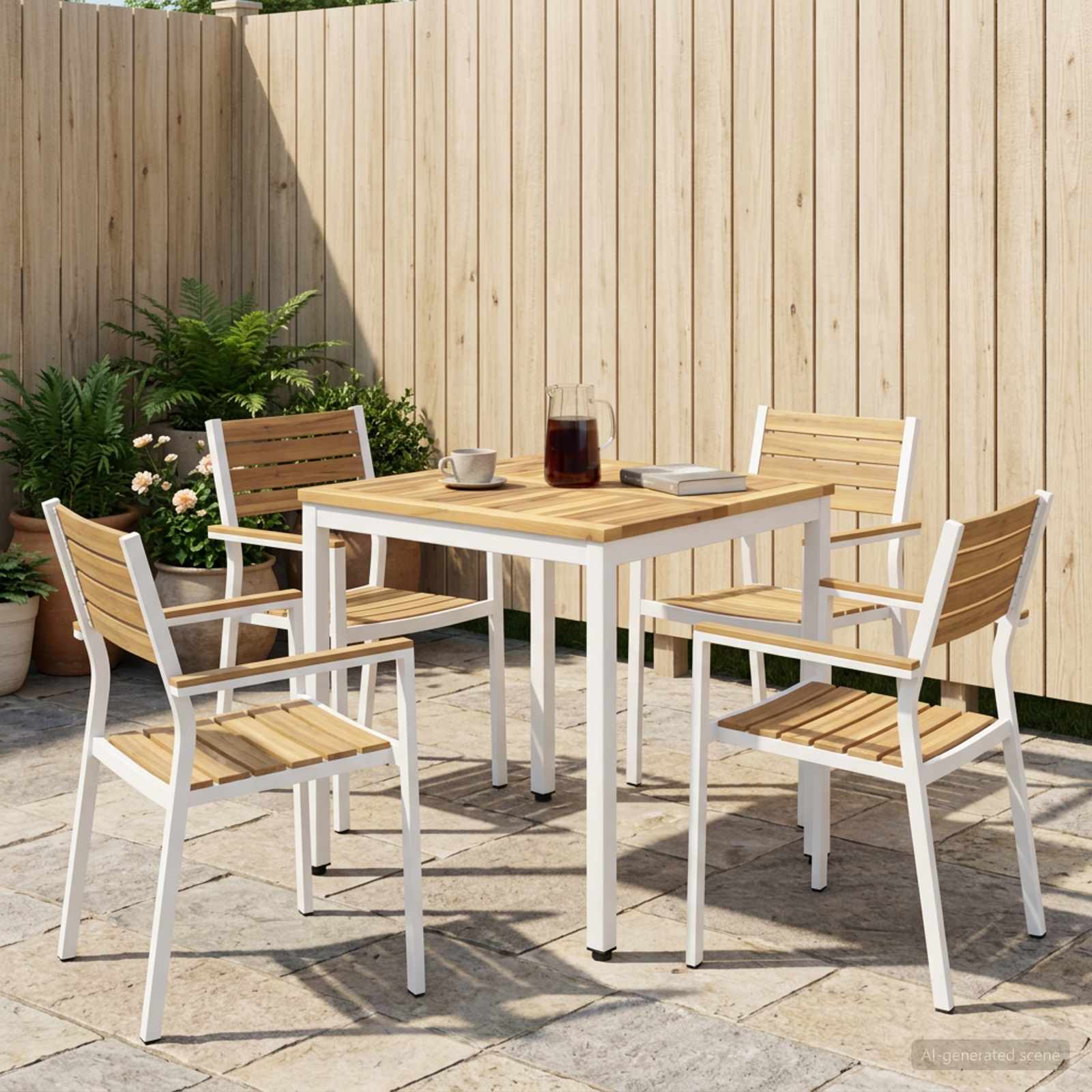 Τραπέζι δείπνου κήπου Λευκό 60 x 60,5 x 75 εκ - Pakobazaar