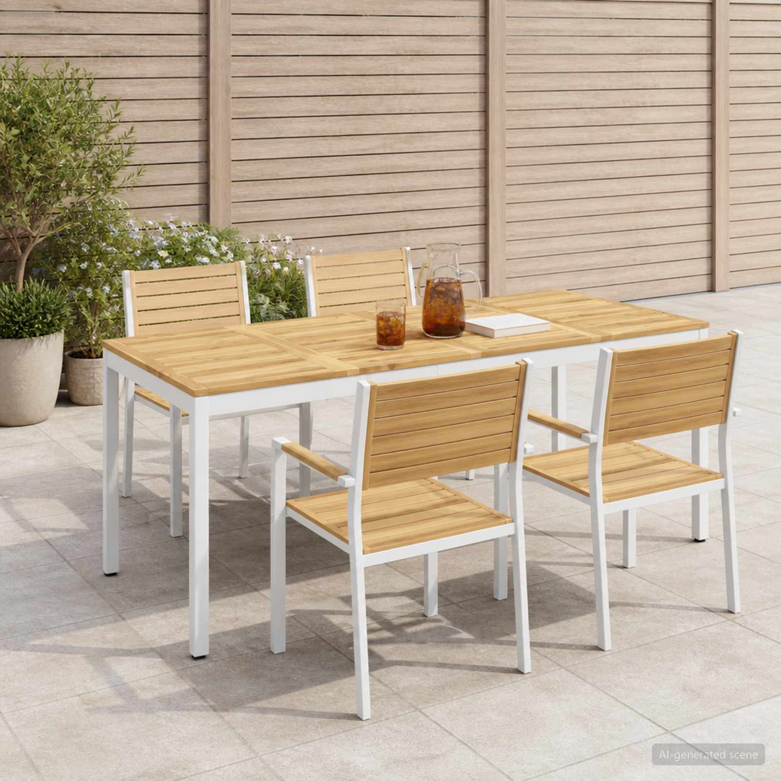 Τραπέζι δείπνου κήπου Λευκό 147 x 88,5 x 75 εκ - Pakobazaar