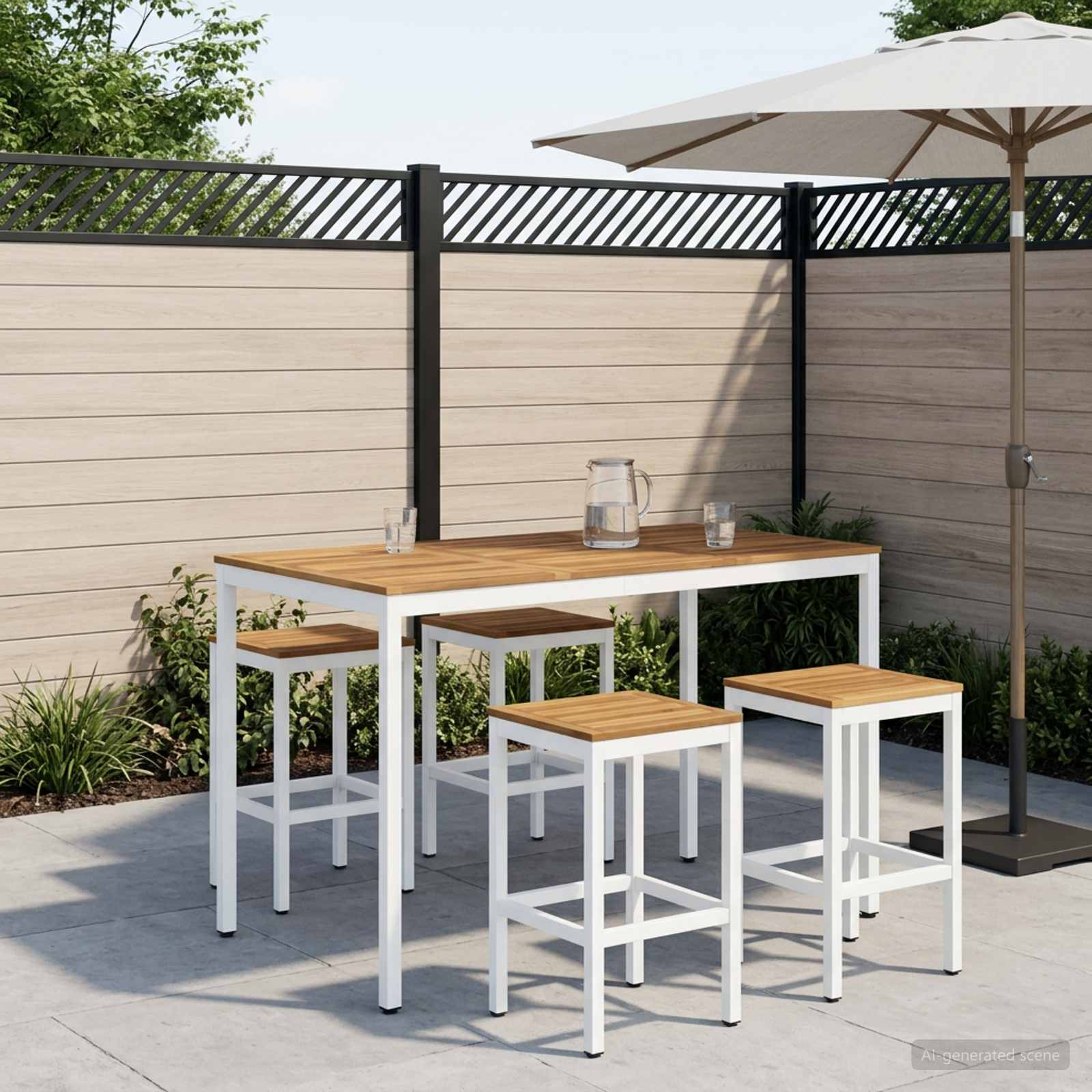 Τραπέζι μπαρ κήπου Λευκό 141 x 80,5 x 105 εκ - Pakobazaar