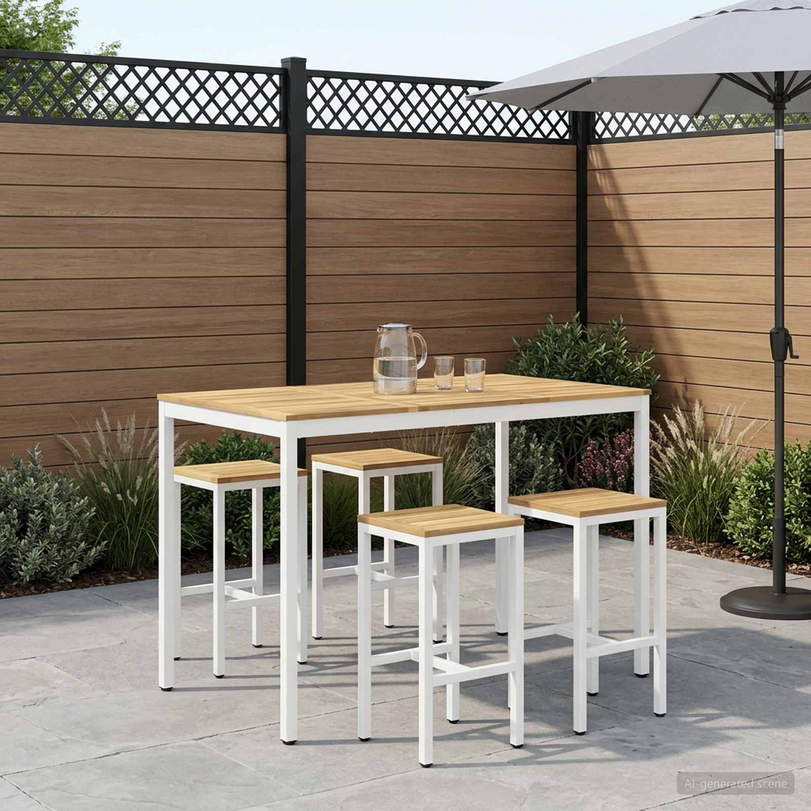 Τραπέζι μπαρ κήπου Λευκό 147 x 88,5 x 105 εκ - Pakobazaar