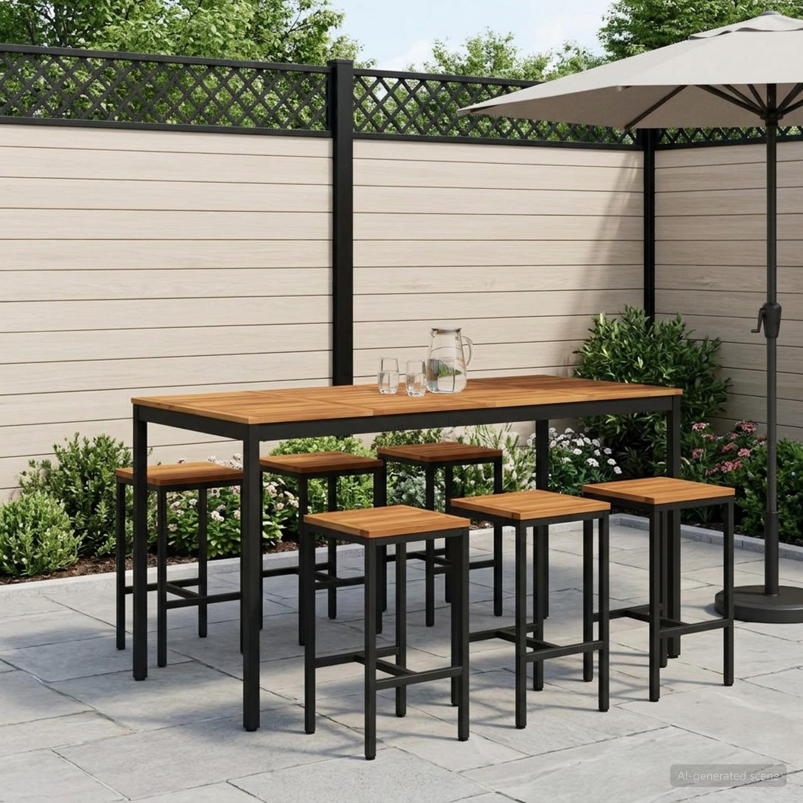 Τραπέζι μπαρ κήπου Λευκό και Μαύρο 180 x 88,5 x 105 εκ - Pakobazaar