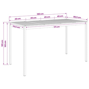Τραπέζι μπαρ κήπου Λευκό και Μαύρο 180 x 88,5 x 105 εκ - Pakobazaar