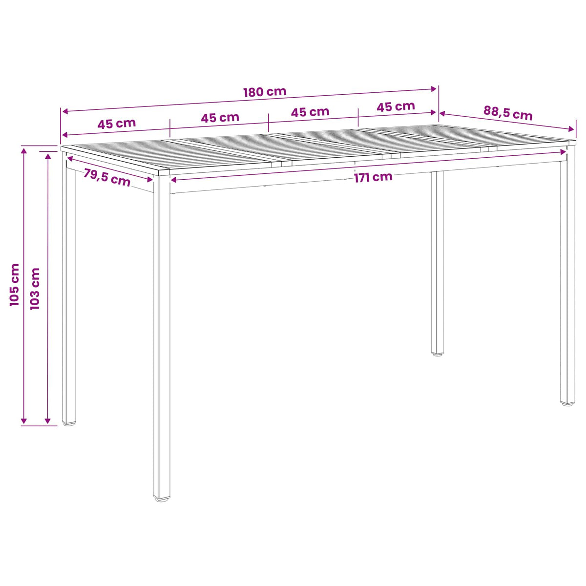 Τραπέζι μπαρ κήπου Λευκό 180 x 88,5 x 105 εκ