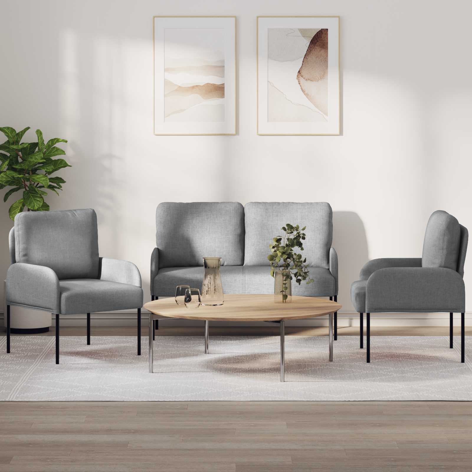 Σετ Καναπέ 3 pcs Ανοιχτό γκρι 115 x 56 x 80 εκ Κόντρα πλακέ - Pakobazaar