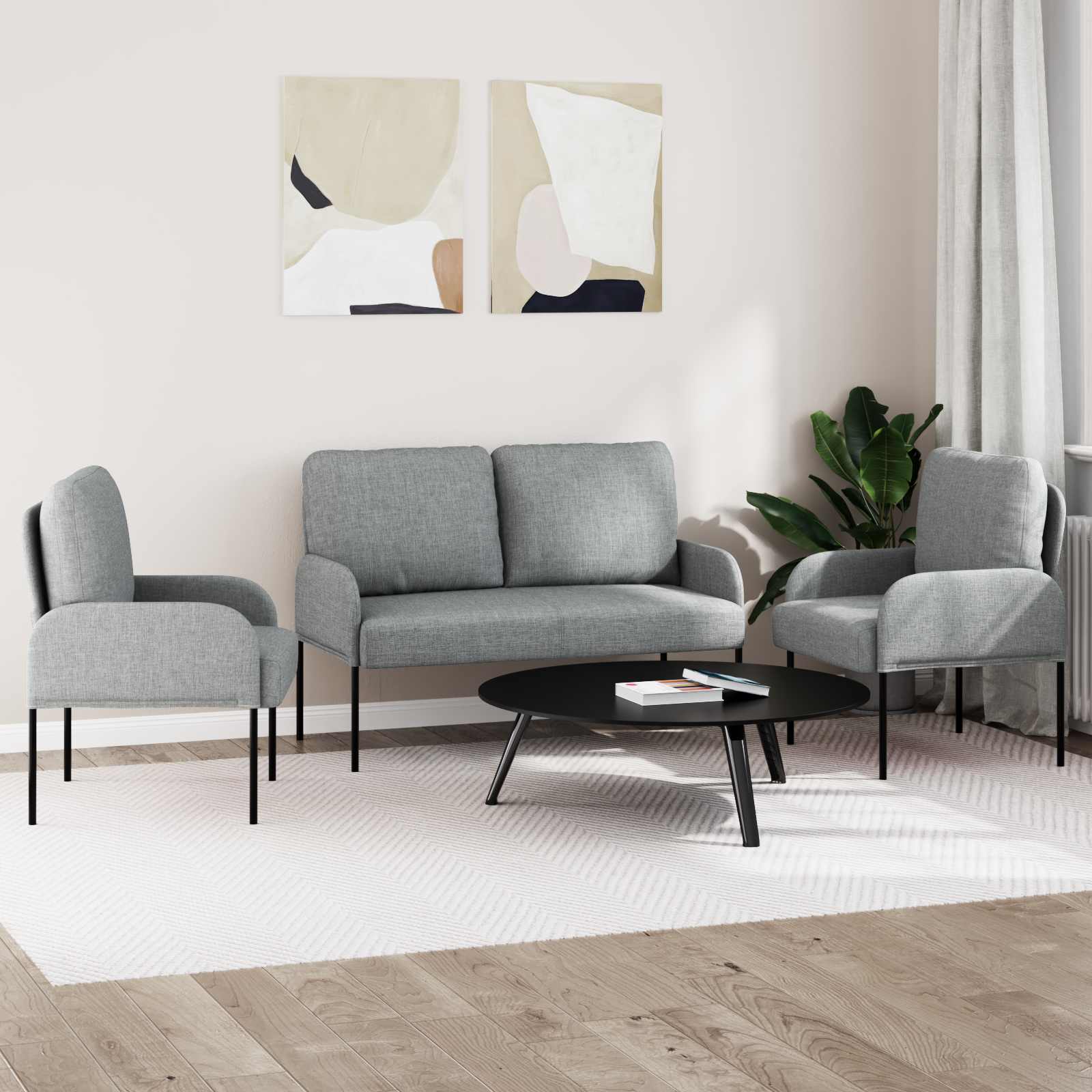 Σετ Καναπέ 3 pcs Ανοιχτό γκρι 115 x 56 x 80 εκ Κόντρα πλακέ - Pakobazaar